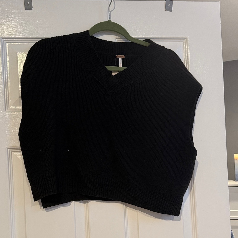 Free People Black V-Neck Sweater
